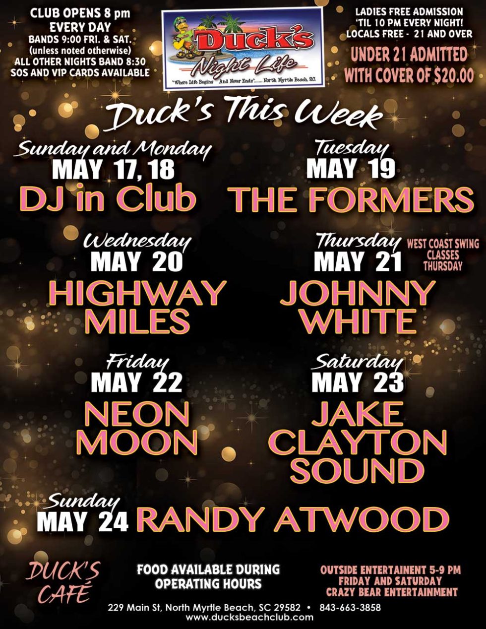 Duck's This Week — May 17–24 Band Schedule